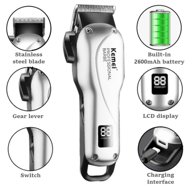 Kemei KM-917 Cordless Adjustable Fade Blade Hair Clipper Pet Epilator ...