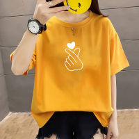 【Plus Size40-150kg4Colors】2021 Oversized Round Neck Women Tee Half Short Sleeves Big Loose Cartoon Letter Printed T-shirt Summer Maternity Pregnancy Casual Top Fashion Big Size Medium-Long Length Pajamas 5XL White Black