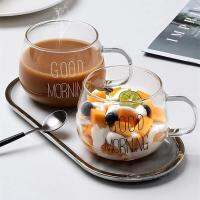 hotx【DT】 Transparent Glass Cup Drinks Dessert Mugs Handle Drinkware Couple Gifts