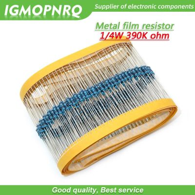 100pcs Metal film resistor Five color ring Weaving 1/4W 0.25W 1% 390K 390K ohm 390Kohm