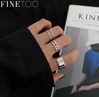 FINE TOO 3ชิ้น/เซ็ตเกาหลีแหวนเงินชุดโลหะ Hollow Finger แหวนแฟชั่นผู้หญิงเครื่องประดับอัญมณี