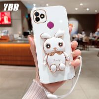 YBDเคสกระต่ายน่ารักสำหรับ Infinix Itel P36 Vislon 1 Plus ที่ยึดการ์ตูนสามมิติแบบเคสโทรศัพท์ฟรีสายคล้องเคสซิลิโคนแบบนิ่ม