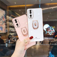 เคส Honor 90 Lite Honor90 Lite 5G 4G เคสโทรศัพท์ ดีไซน์ใหม่สุดฮ็อตฝาซิลิโคน TPU อ่อนชุบโลหะด้วยไฟฟ้าสีลูกอมสำหรับวัยรุ่นพร้อมที่ตั้งรูปหมีการ์ตูน Case 2023