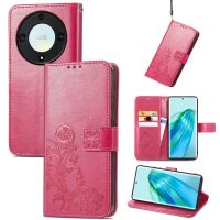 สำหรับเกียรติยศ Magic5 Lite ตะขอหนังนูนสี่ใบ (สีม่วงแดง) เคสโทรศัพท์หัวเข็มขัด