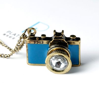 【CW】 DoreenBeads Colorful Enamel Camera Pendant Vintage Jewelry Antique Golden Long Chain Necklaces Bijoux Women Top Selling 78.5cm