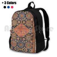 Hamadan Antique West Persian Rug Print Outdoor Hiking Backpack Riding Climbing Sports Bag Vintage Vintage Rug Car Persian