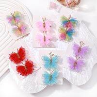 2pcs/set Cute Gauze Butterfly Hair Clip Gradient Hairpins with Gold Accessories Headwear Girl Children Hair Accessories Gift