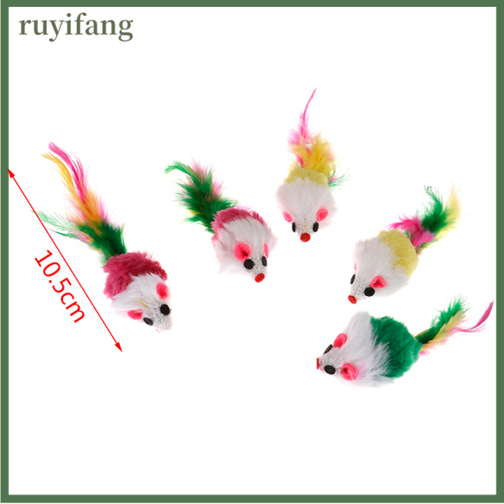 ruyifang-มินิเมาส์-pet-cat-interactive-ของเล่นแมวลูกแมวที่มีสีสันขนนกตุ๊กตาตลก