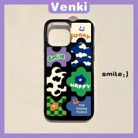 VENKI - iPhone Case For 14 Series TPU Soft Case Creative Cartoon Puzzle Glossy Black Candy Case Camera Protection Shockproof For iPhone 14 13 12 11 Plus Pro Max 7 Plus X XR