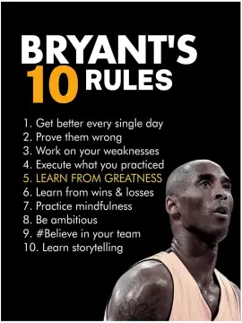 Kobe Bryant Inspirational Mamba Ten Rules Quotes Canvas Print Poster  Painting