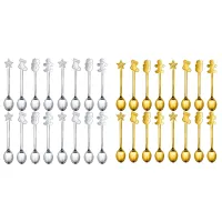 16Pcs for Home Stainless Xmas Coffee Spoons Dessert Spoon Tableware Kitchen New Year Gifts