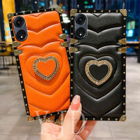 เคส YJD สำหรับ OPPO Reno8 T รูปสามมิติแหวนรักเพชรขอบตรงกันกระแทกเคสโทรศัพท์