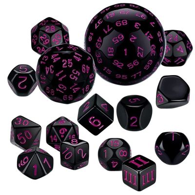 ；‘【； 15Pieces Complete Polyhedral DND Dice Set D3-D100 Spherical RPG Dice Set For Role Playing Table Games Supplies