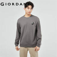 GIORDANO Men Sweatshirts Panda Turf Embroidery Pullover Sweatshirts Simple Crewneck Terry Fashion Casual Sweatshirts 18023923