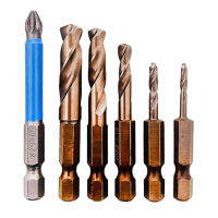 6Pcs M35โคบอลต์เจาะ Bits ชุดเหล็กความเร็วสูง Impact Driver Tap เจาะ Bits สำหรับสแตนเลสโลหะเหล็กเจาะไม้เครื่องมือ