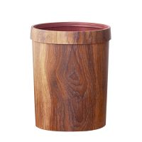 Retro Wood Grain Trash Can Household Living Room Kitchen Trash Can