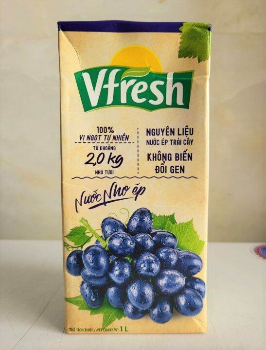[Hộp 1 Lít] NƯỚC NHO ÉP VFRESH [VN] VINAMILK Grape Juice (halal