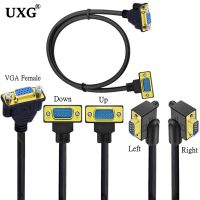 Gold Plated 90 Degree Angled VGA Cable VGA Male to VGA Female Extension Cable Cord 1080P Full HD Computer Monitor Cable 0.5M Wires  Leads Adapters