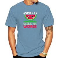 Smile Tomorrow Will Be Worse Sarcastic T Shirt Watermelon Smile Sandía Humor Quote T Shirt 100% Cotton Classic Camiseta XS-6XL