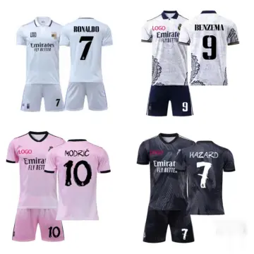 Cristiano Ronaldo #7 R Madrid Kids Jersey sets Away Pink Soccer Jerseys  Youth Kits Shirts & Shorts - AliExpress