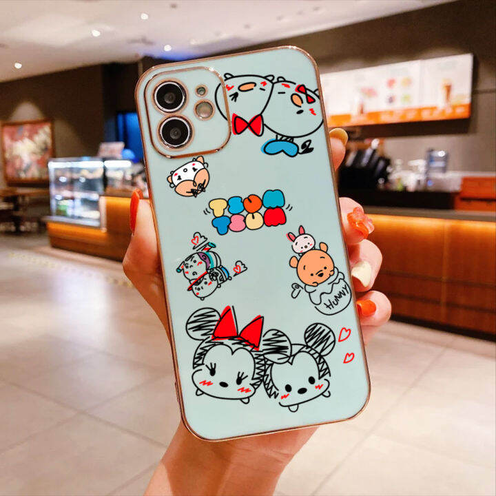 ggk-เคสเคสสำหรับ-apple-iphone-15-plus-15-pro-15-pro-max-เคสหมีพูรูปหนูมินี่การ์ตูนมิกกี้น่ารักฟรีสายคล้องขอบสี่เหลี่ยมเคสชุบเคสโทรศัพท์นิ่มชุบหรูหราเคสโทรศัพท์