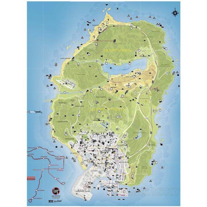 Gta5 Poster Grand Theft Auto Map Video Game Posters Canvas Painting Live Room Wall Decor Wall