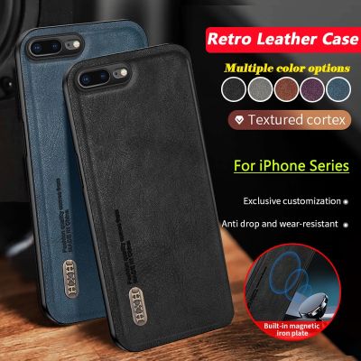 เคสสำหรับ iPhone 7 8 Plus X XR XS Max เคสโทรศัพท์สำหรับ iPhone 11 Pro Max 11R 11PROMAX Retro ฝาหลังขอบซิลิโคนนิ่มหนัง