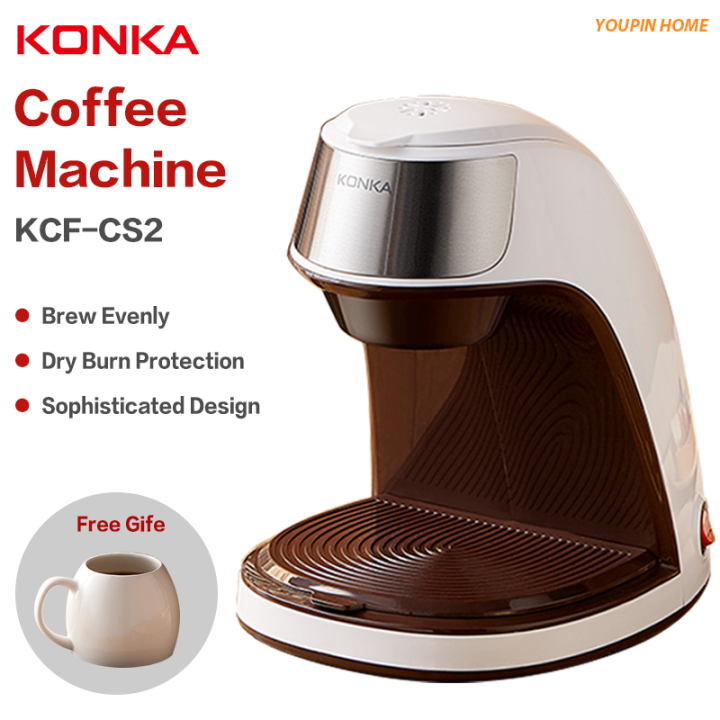 KONKA Coffee Maker Single Cup Household Coffee Machine Mini Portable  Coffeemaker With Free Ceramic Cup on sale mini portable Coffee Brewer  Machine brewed Automatic Drip Coffee Complete Set 1 cup Free 