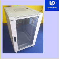 L4. ตู้แร็ค Network Server Cabinet 19" 18u 60x80 cm Load 800 kgs Glass Door, สี Grey ISO9001/14001 รวม VAT ส่งฟรี