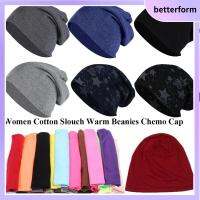 BETTERFORM สีทึบทึบ หมวกบีนนี่อุ่นอิดโรย ผ้าคอตตอน กันลม หมวก hijabs ด้านใน ของใหม่ หมวกผ้าโพกหัวยืดหยุ่น สำหรับผู้หญิง