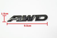 ป้ายโลโก้โลหะสีดำ AWD ขนาด 9.2x1.5cm ติดตั้งด้วยเทปกาวสองหน้าด้านหลัง