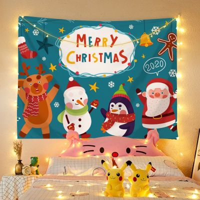 [Ready Stock] Free Installation Tools Christmas Series Tapestry Room Decoration Background Cloth Holiday Atmosphere Painting