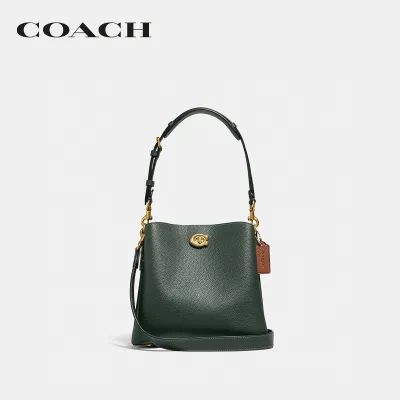 COACH กระเป๋าถือผู้หญิงรุ่น Willow Bucket Bag In Colorblock สีเขียว C3766 B4SZG