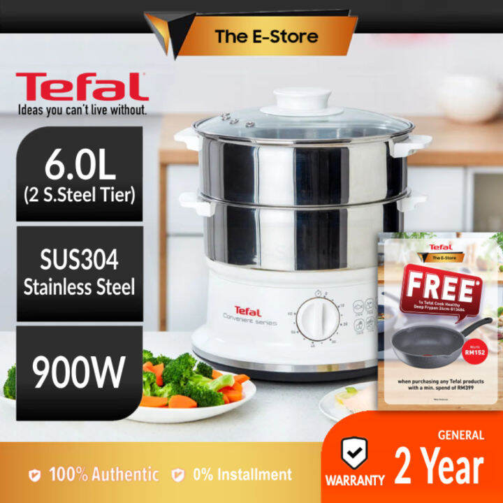 (Free Bubble Wrapping) Tefal 6L Stainless Steel Convenient Steamer