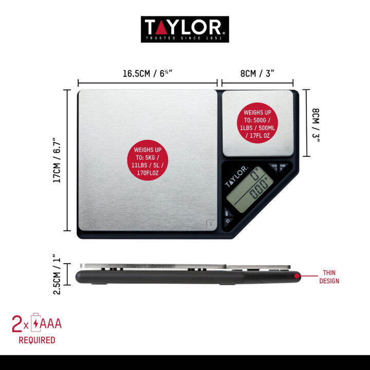 taylor-pro-digital-kitchen-food-scales-with-dual-kitchen-scale-black-silver-5kg-500g-เครื่องชั่งน้ำหนักดิจิตอล