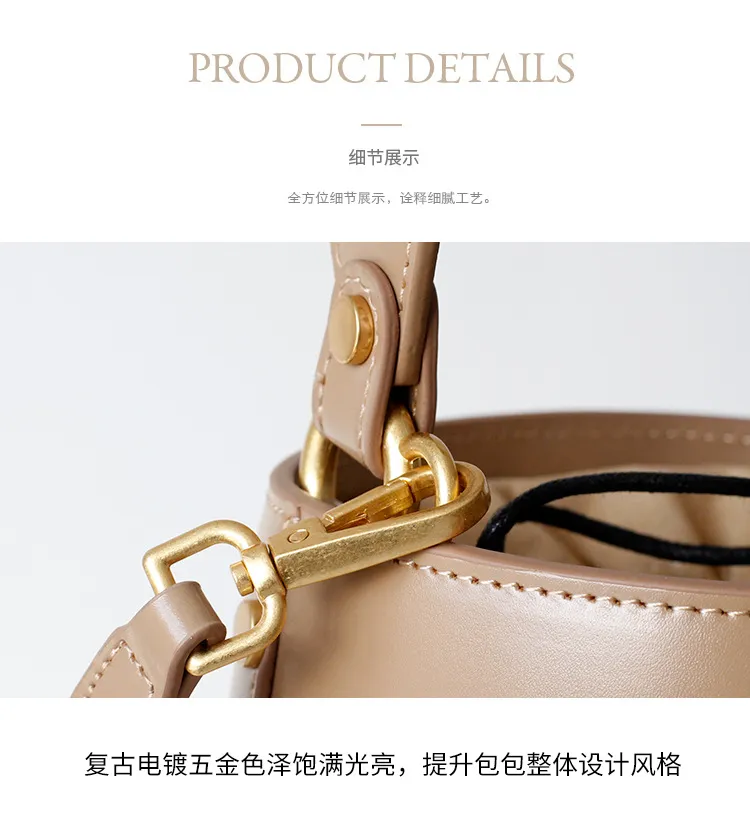 Luxury Handbags Women Bags Designer Cylindrical Mini Bunny Ears Drawstring  Bucket Bag Women's Genuine Leather Shoulder Messenger