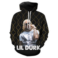 2023 New2023ใหม่ Hip Hop Rapper Lil Durk 3D Hoodies เสื้อผู้ชายแขนยาว Hoodie Casual ตลก Cool เสื้อกันหนาว Pullover