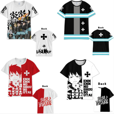 Fire Force Tshirt Anime Unisex Cosplay Tee 3D Shirt Kusakabe Shinra Short Sleeve Plus Size