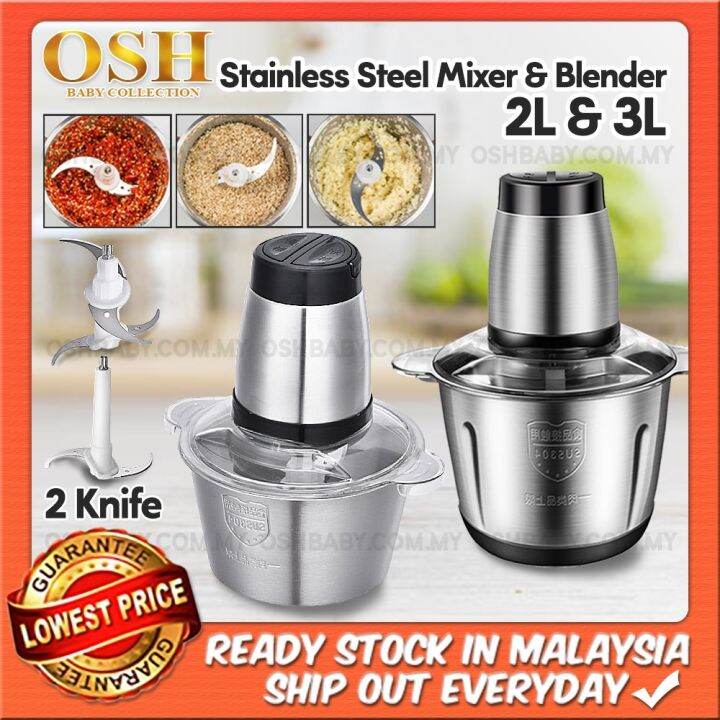 mini meat grinder xOSH Stainless Steel Mini Mixer Blender 2L 3L