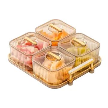  Creative Acrylic Multifunctional Party Snack Tray with  Lid,Serving Dishes for Dried Fruits Nuts Candies Fruits,6-Compartment  (Clear Flower) : Home & Kitchen