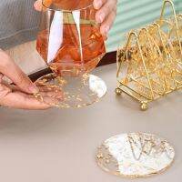 【CW】✖  Cup Attractive Gold Foil Insulation Coaster  Anti-cracking for Office