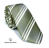 Giorgio Del Sarto Necktie 6 cm Green เนคไทสีเขียวลายริ้วไซส์เล็ก