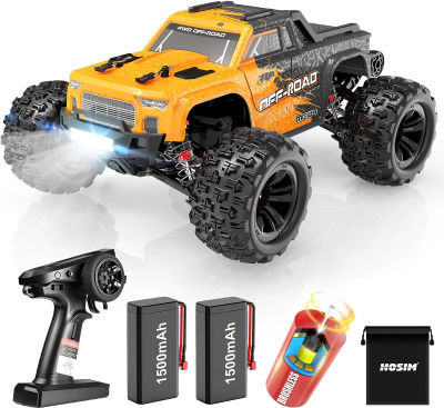 Hosim Brushless RC Car, 1:16 52+KMH 4WD Fast Remote Control Truck for Adults, Radio Cars Off-Road Waterproof Hobby Grade Toy Crawler Electric Vehicle Gift for Boys Children (Orange)