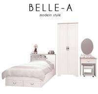 SHOP NBL ชุดห้องนอน BELLE 3.5 ฟุต // MODEL : BELLE-SET ดีไซน์สวยหรู สไตล์ยุโรป ประกอบด้วย ( เตียง+ตู้เสื้อผ้า+โต๊ะแป้ง ) แข็งแรงทนทาน