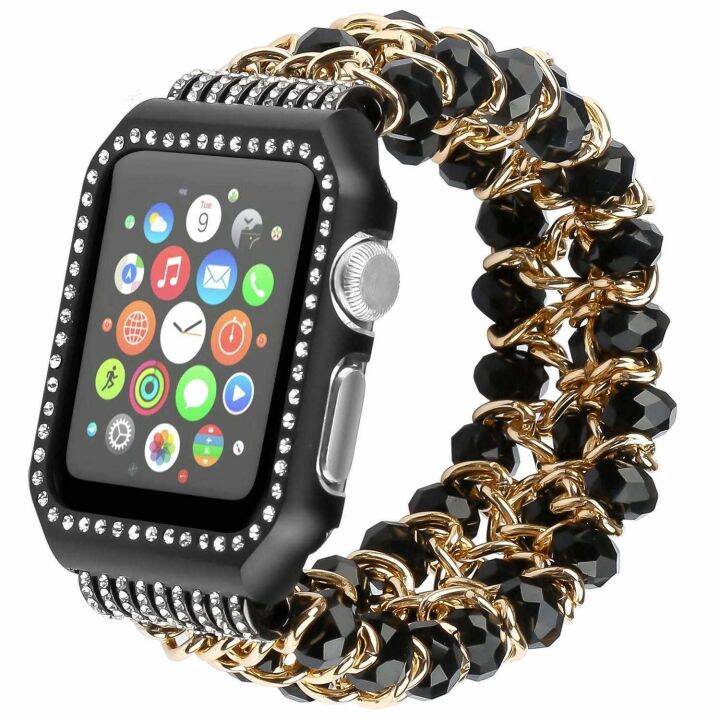 สร้อยข้อมือคริสตัลแฟชั่นสายโซ่สำหรับ-apple-watch-series-3-2-1-38-42-มม-เข็มขัดเครื่องประดับ-glitter-ฝาครอบป้องกันสำหรับ-iwatch