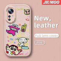 JIUMOO เคสสำหรับ Xiaomi 12 Lite 12 Pro,เคสโทรศัพท์หนังดีไซน์ใหม่สีเทียน Shin-Chan เคสซิลิโคนนิ่มลายกันกระแทกฝาครอบเลนส์เต็มรูปแบบเคสป้องกันกล้อง