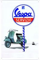 สกูตเตอร์ Vespa Servizio ศูนย์บริการ7.8 "X 11.8" เครื่องตกแต่งฝาผนังแผ่นโลหะโปสเตอร์ดีบุก