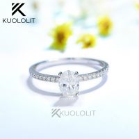 Kuololit แหวนเพชรโมอิสรูปวงรี1CT สำหรับผู้หญิงสีทอง18K 14K เครื่องทำข้าวโพดคั่วแหวนแต่งงาน VVS1