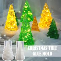 Christmas Tree Silicone Resin Mold Diy Crystal Epoxy Table Decoration Mold Small Light Mirror Night Xmas Silicone Y3y1