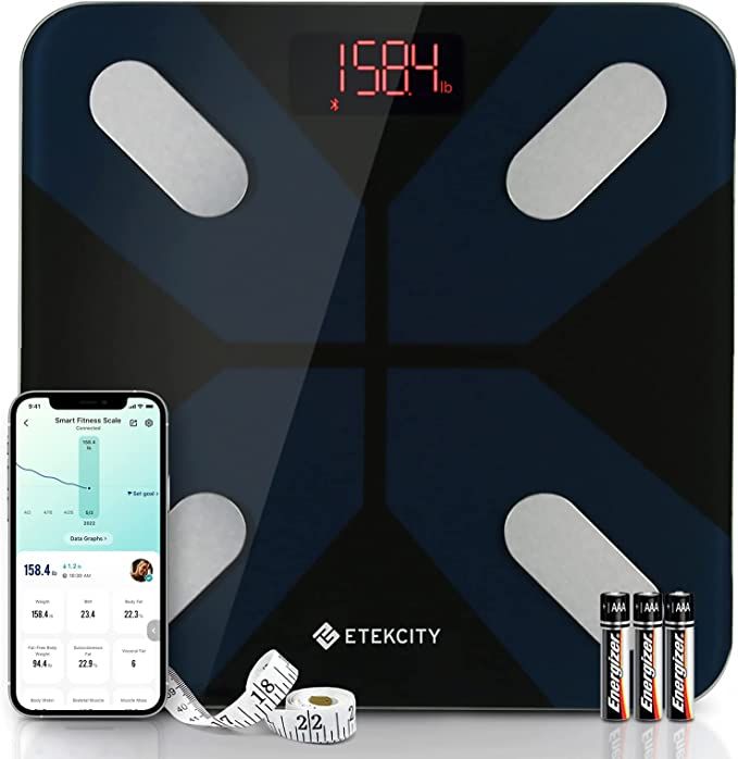 Etekcity Smart Scale: Body Weight/Fat, BMI, Bluetooth 400lb